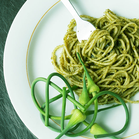 Grünes Knoblauchstängel Pesto